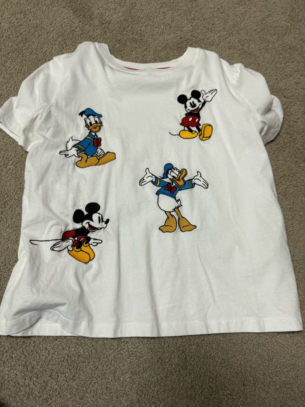 Zara White Tee with Multicolor Mickey & Donald Prints